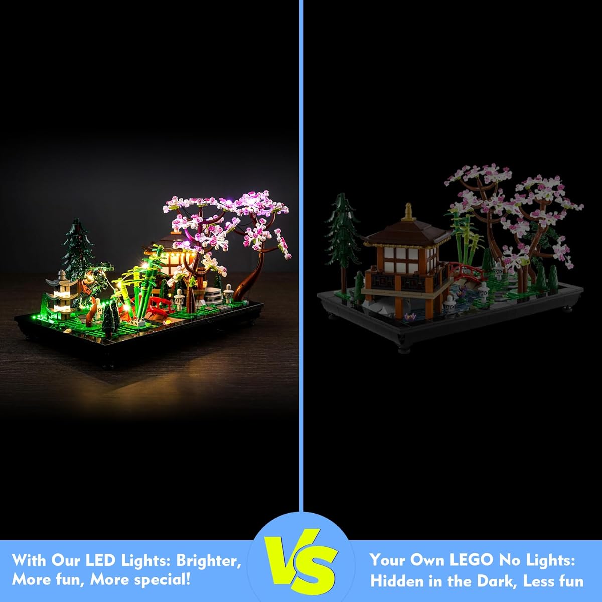LocoLee LED Light Kit for Lego Tranquil Garden 10315 Zen Garden DIY Lighting Set Compatible with Lego Japanese Architecture 10315 Building Set (Lights Only, No Model), Colorful