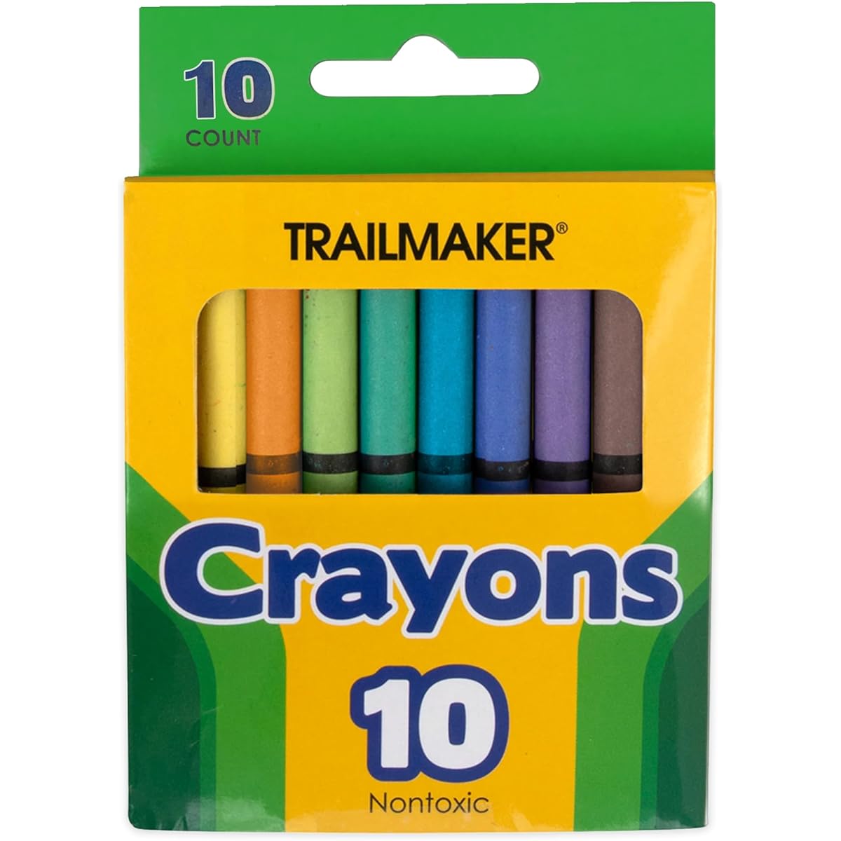 Trail Maker 100 Crayon Set for Kids Classroom - Wholesale Bright Wax Color Crayons Bulk Sold 10 Crayons per Box Art Set