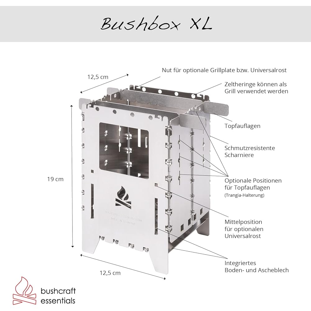 Bushcraft Essentials Outdoor Cooker Bush Box XL Stainless Steel Combination Set