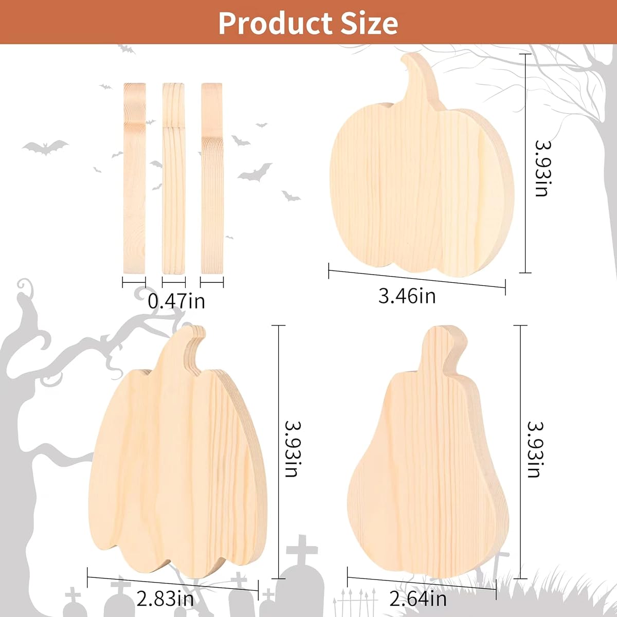 Thanksgiving Pumpkin Wood Cutouts, Thick Fall Wood Sign, Unfinished Pumpkin Blocks, Table Decor, DIY Crafts, Harvest, Halloween Party, Home Tiered Tray Decorations (4 Inch)