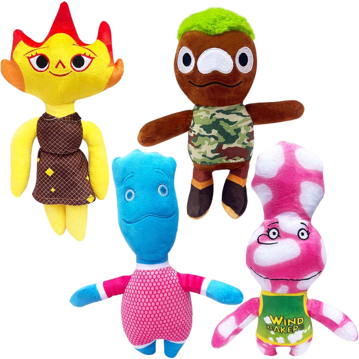 SmallBos Elemental Plush Toys, Ember Plush Toy, Wade Plush Toy, Movie Periphery Cartoon Figures Stuffed Animals, Best Gifts for Fans and Kids (4 Pieces)