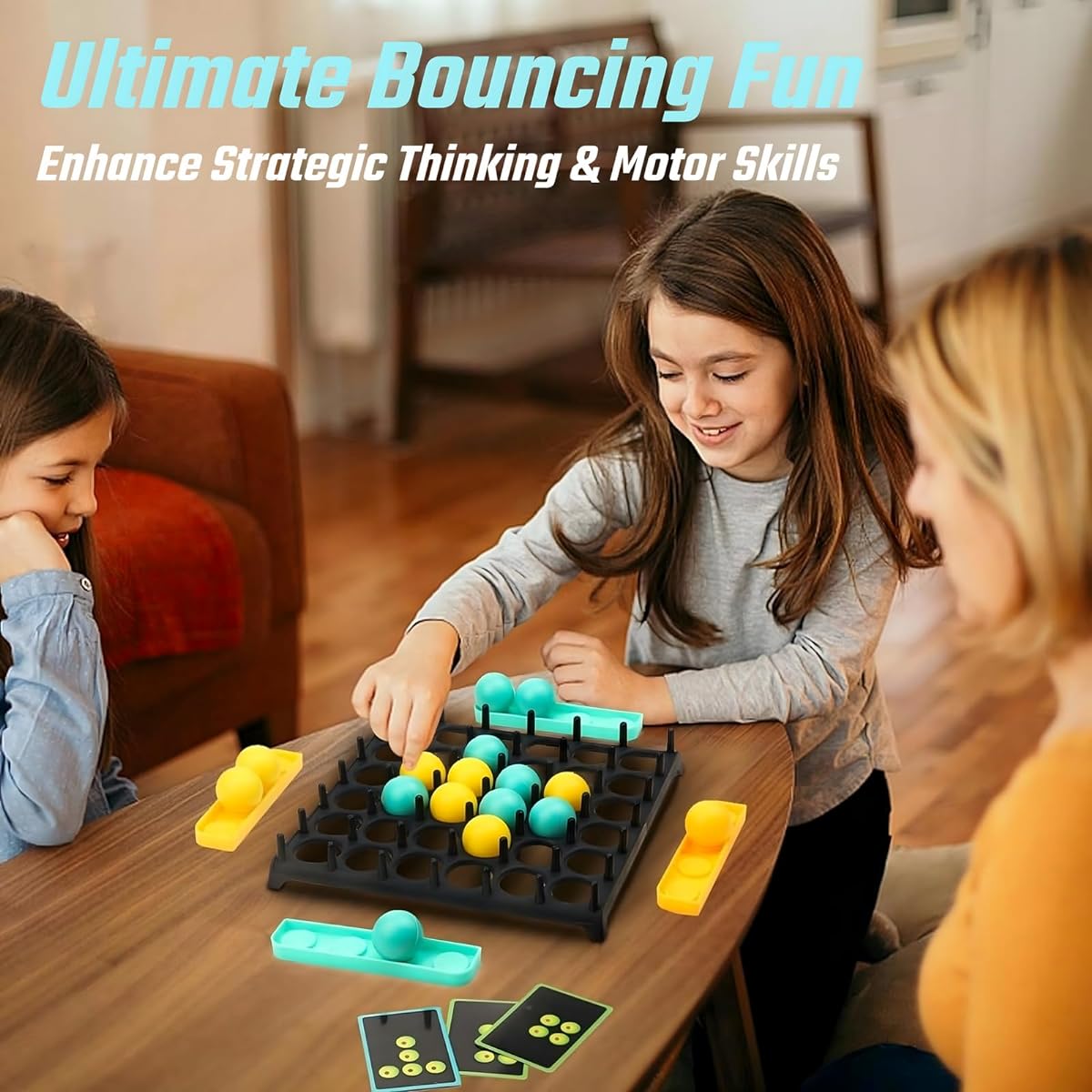Bouncing Ball Game Bounce Off Game Ultimate Family & Kids Game Interactive Board Game for Ages 4-12 Upgrade Connect 4 4 Game Set Great Gift for Boys & Girls Engaging Party Game