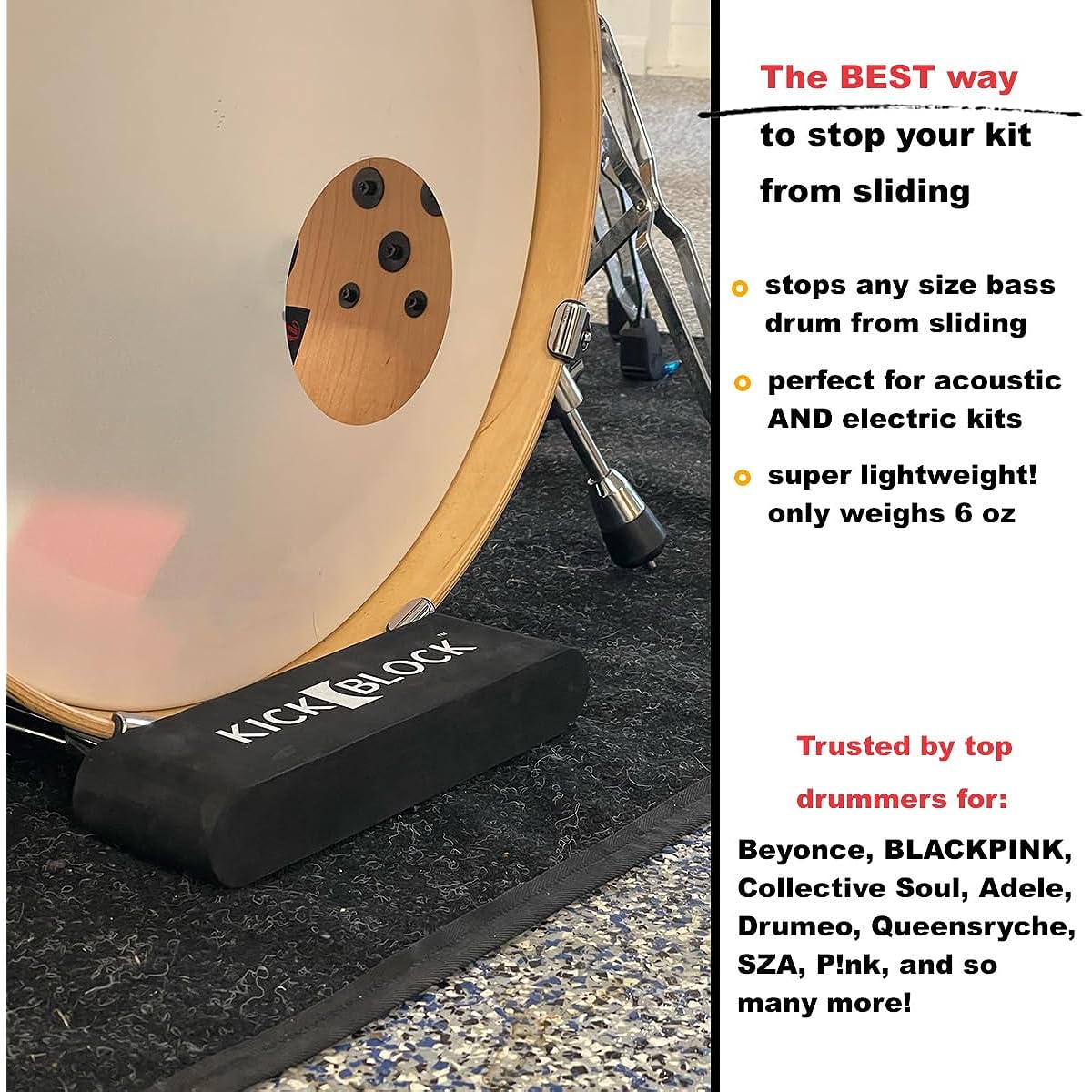 KickBlock - World's Best Bass Drum Anchor System (Stage Black)