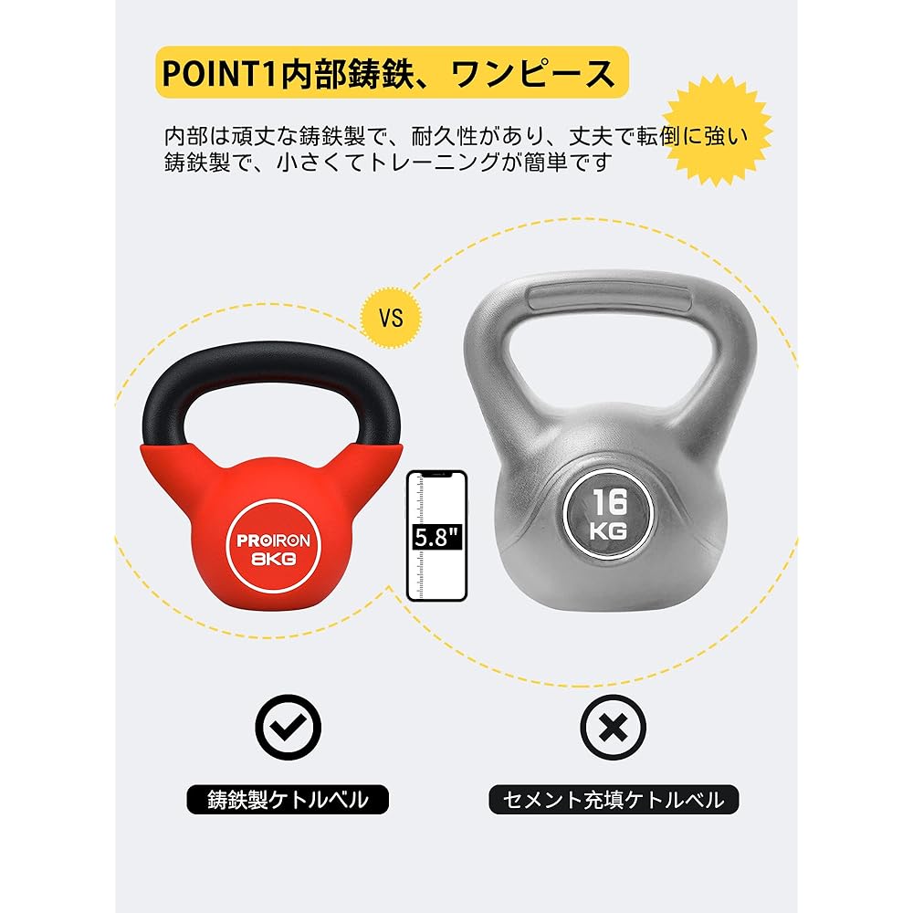 PROIRON kettlebell neoprene kettlebell integrated cast iron iron array kettle 4kg 6kg 8kg 10kg 12kg 14kg 16kg 20kg weight kettle