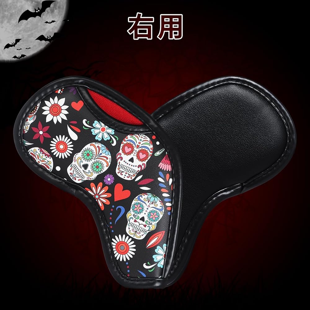 Golf Iron Cover Velcro Closure Wedge Cover Club Head Cover Skull Pattern Synthetic Leather