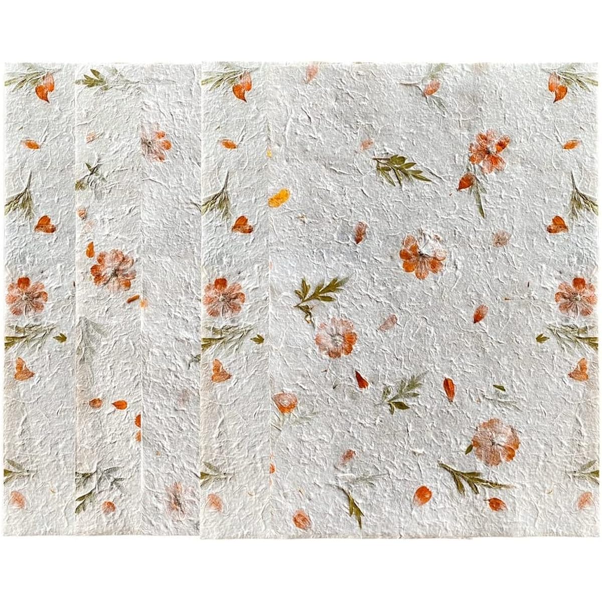 Handmade Heavyweight Mulberry Paper Large Sheets 20x14 Inch Scrapbook Craft Cards for DIY Crafts, Bouquets, Scrapbooking, Decoration, Wedding Gifts (Orange Flower)