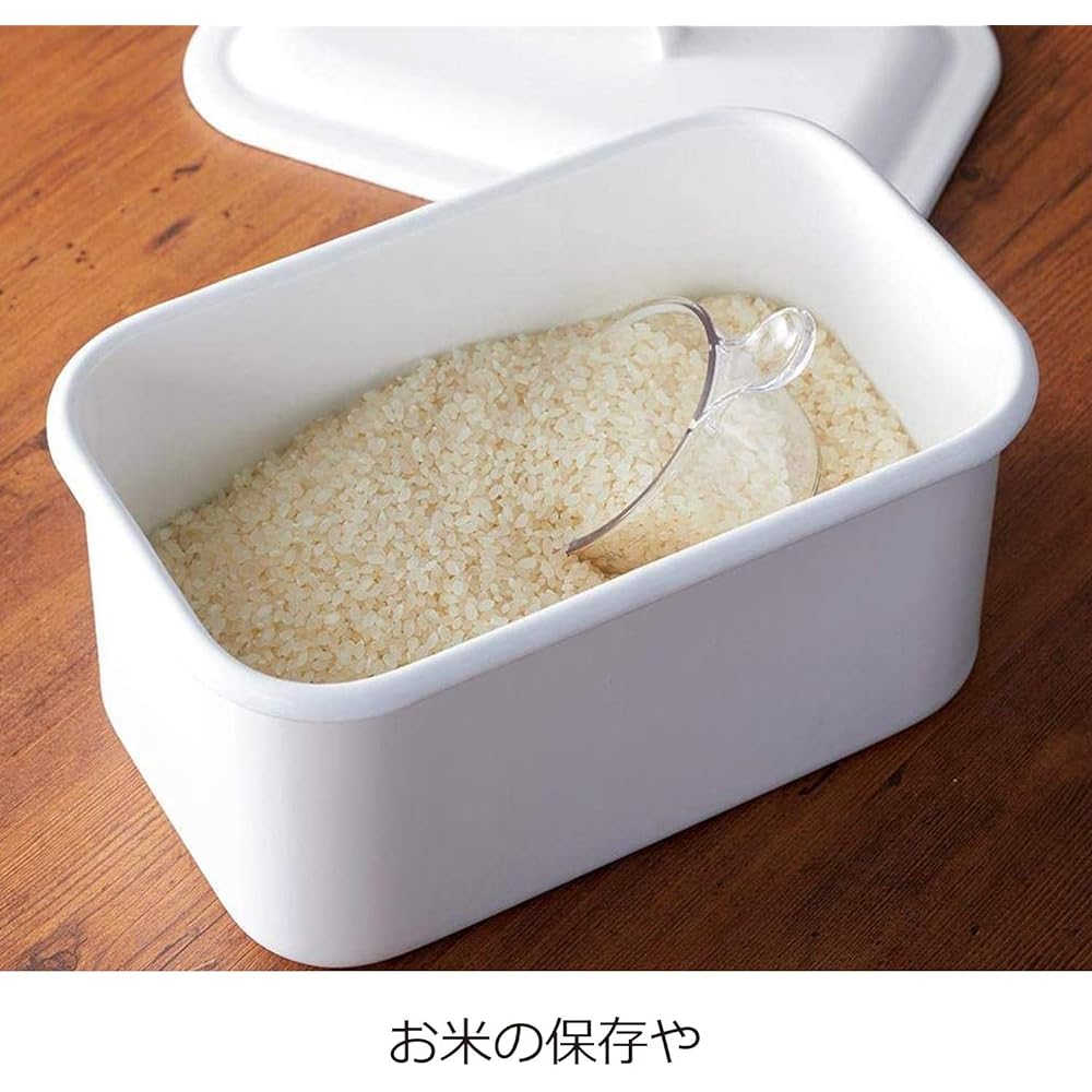 Nichi Nichi Tools Noda Enamel Storage Container Rectangle Canister Rice 2kg Bread Case Made in Japan White