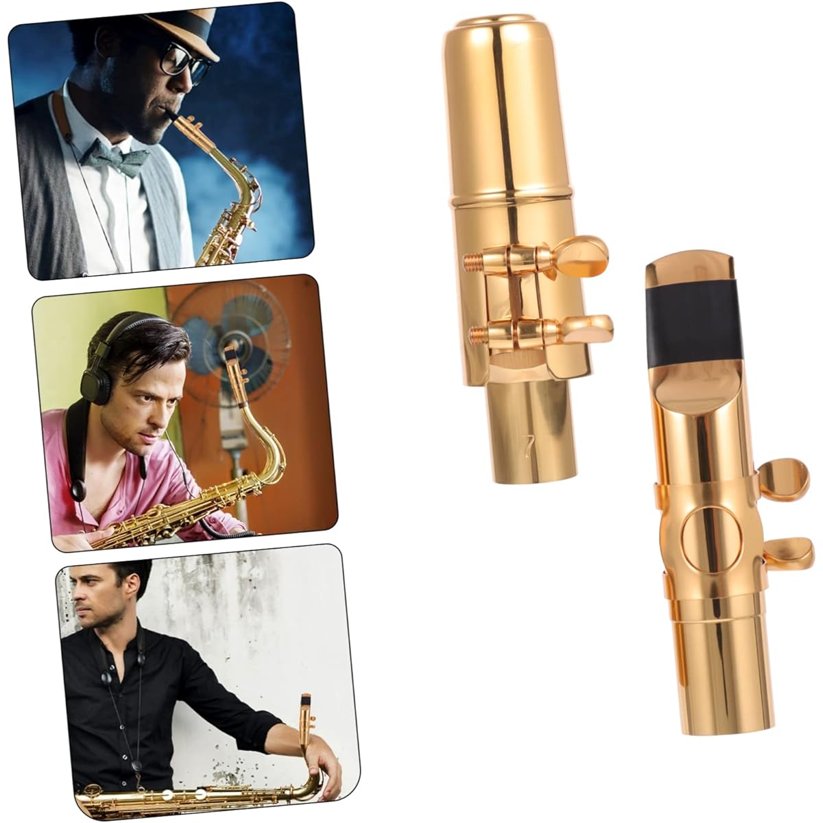 VICASKY Set of 2 Metal Mouthpieces Saxophone Mouthpieces Clarinet Kit Alto Saxophone Head Alto Saxophone Mouthpieces Saxophone Kit Brass Bicycle Tube Head