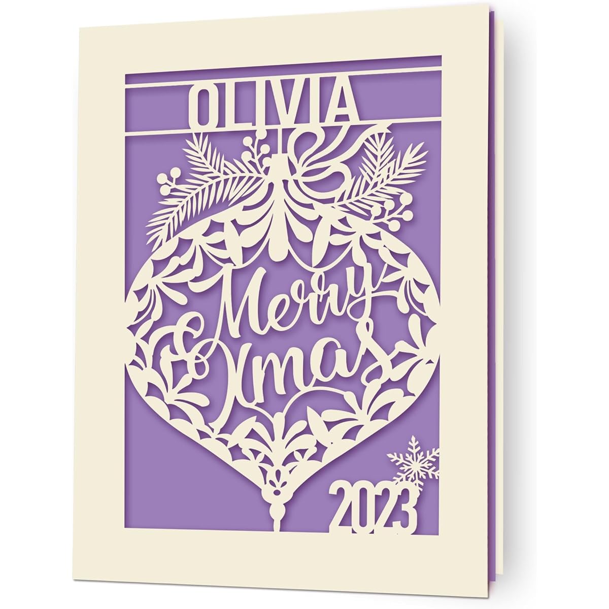 Personalized Christmas Card Gifts for Girls Daughter Kids Christmas Santa Brother Sister Grandpa Keepsake Cards for Granddaughter Write Any Text 2022 with Envelope (Lilac Purple)