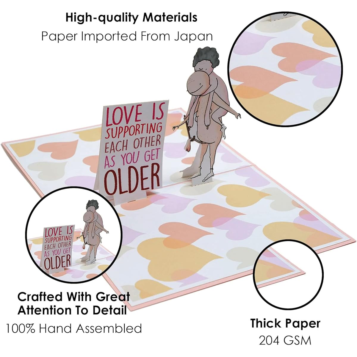 PIDELIGHT Love Is Supporting Each Other As You Get Old Pop-up Card