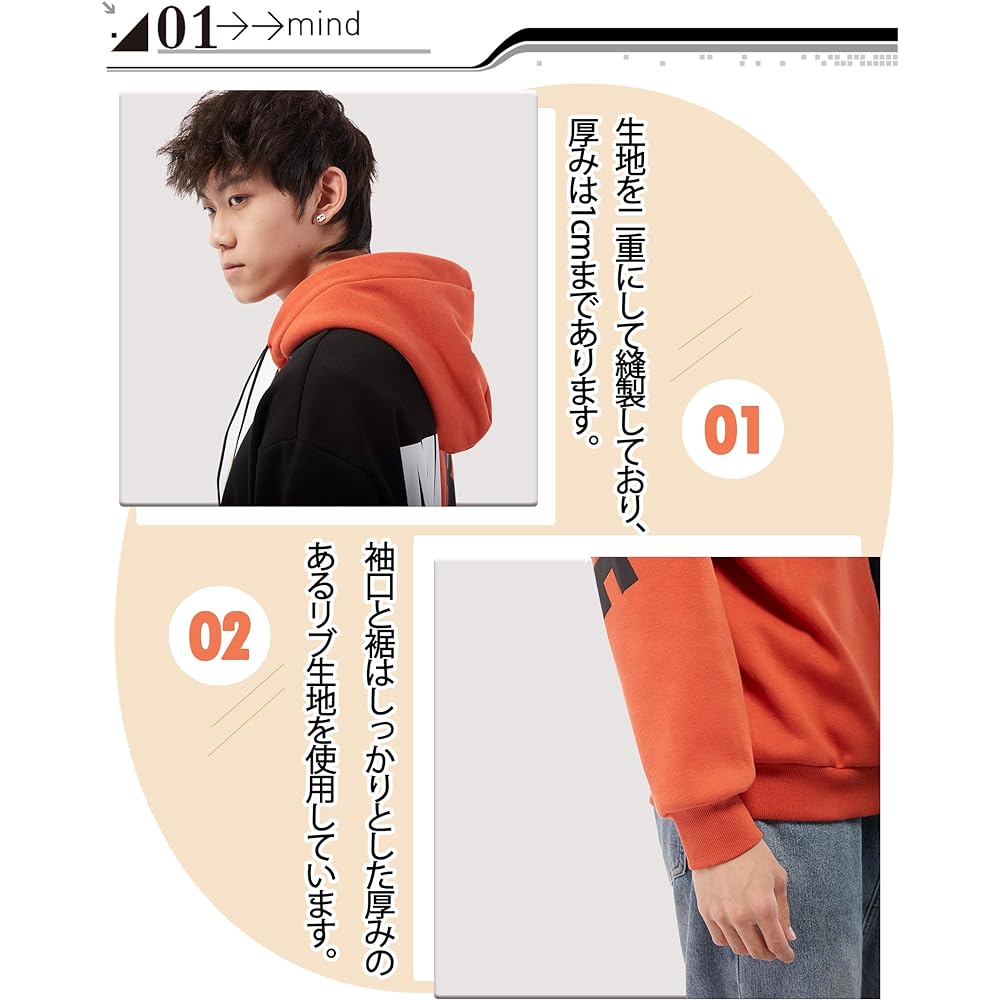 [§DAY CLOTH∞Daycloth] 2024 Parka Men's Fleece Lined Thick Winter Clothes Extra Large Size Long Sleeve Pullover Bicolor Sweatshirt Popular Hooded [-5℃~15℃ Available] Cold Weather Clothing Korean Fashion Unisex Couple