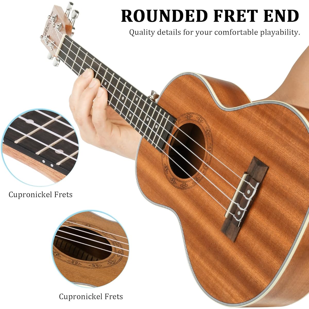 Hricane Concert Ukulele 23 inch UKS-2 4-string Ukulele for Beginners Sapele Hawaiian Ukulele Ukulele Case Ukulele String Set