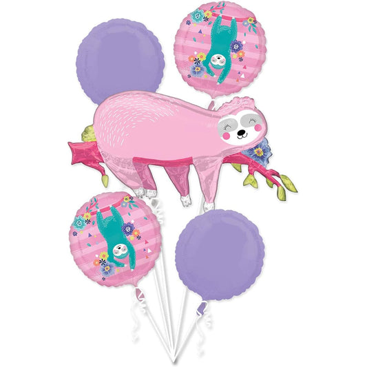 Anagram Amscan International 4066601 Cute Sloth Foil Balloon Bouquet Cluster