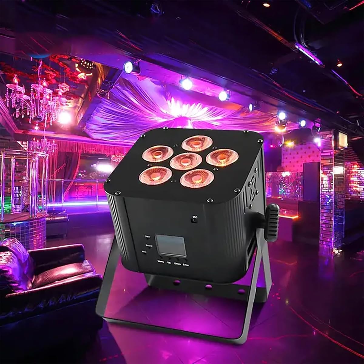 DJ Light DMX Sound Activated, 6x18W RGBW 6 In 1 DMX Rechargeable LED Par Light with 16.7 Million Color Changes and 4 Control Modes for Church, Concert, Wedding, Party, Bar