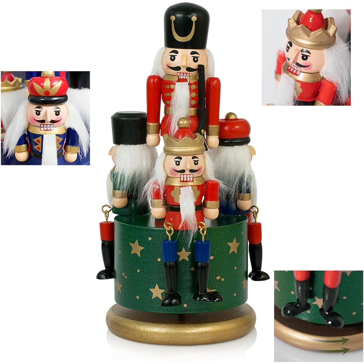 Wagevedex Nutcracker Gingerbread Christmas Decorations - 14" Handmade Wooden Candyland Nutcracker Figure Ornament Christmas Ornament for Home Table Office Party Holiday
