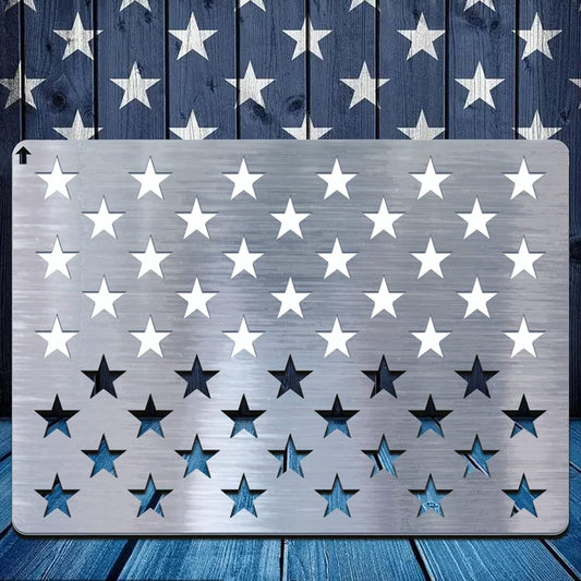 American Flag Star Stencil Stainless Steel 50 Stars American Flag Router Metal Stencil Engraving Painting Wood Fabric Wall American Independence Day Wood Art Craft