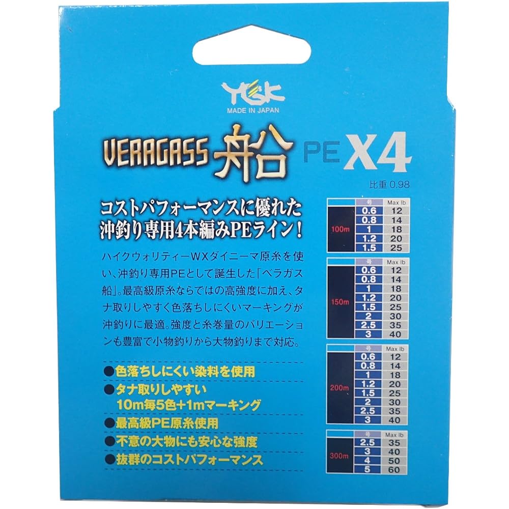 Yotsuami (YGK) PE line Vera gas ship X4 300m 4 pieces