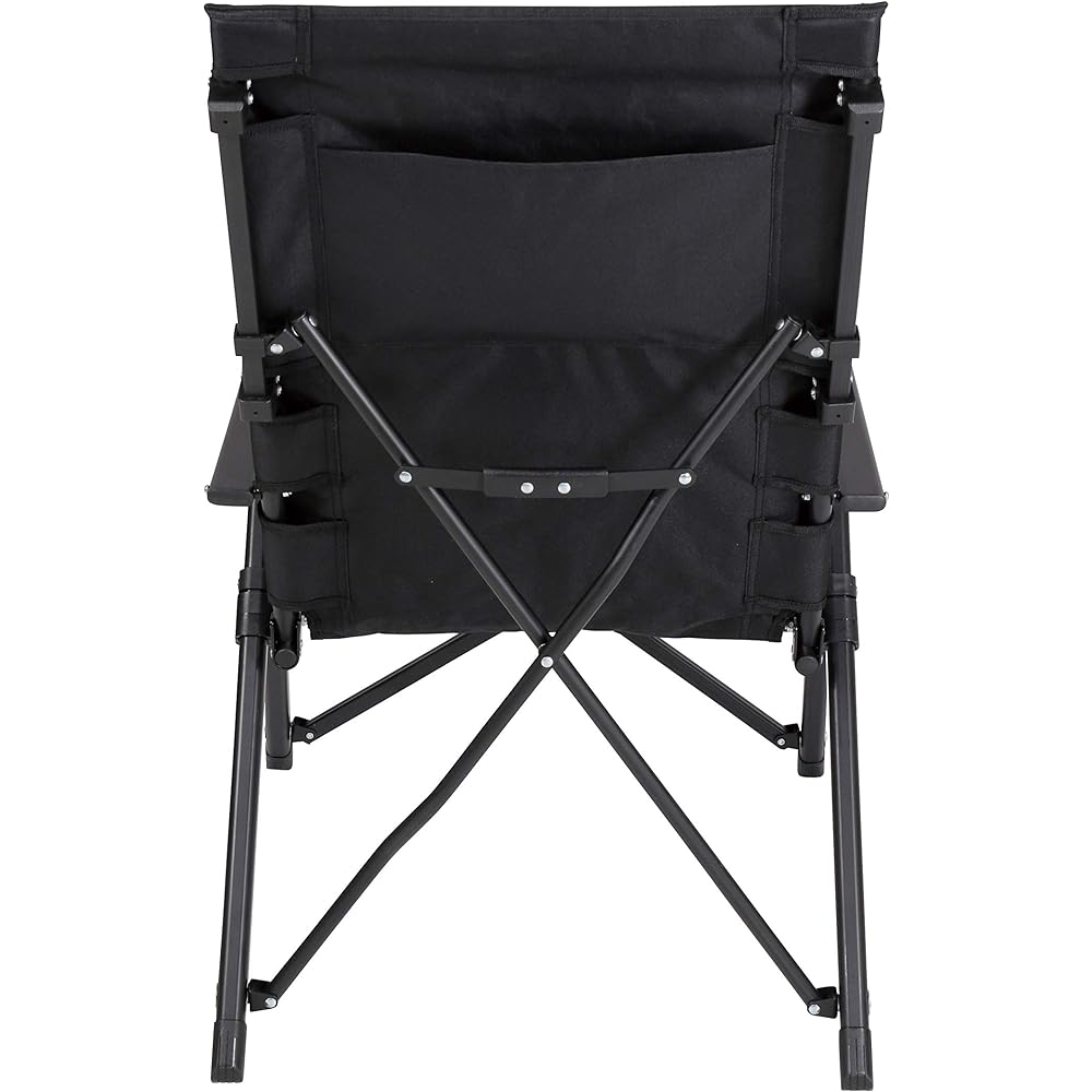 CAPTAIN STAG Outdoor Chair Ultra High Back Chair 3 Level Reclining Function Comes with Storage Bag Back Pocket Black CS Black Label UC-1699