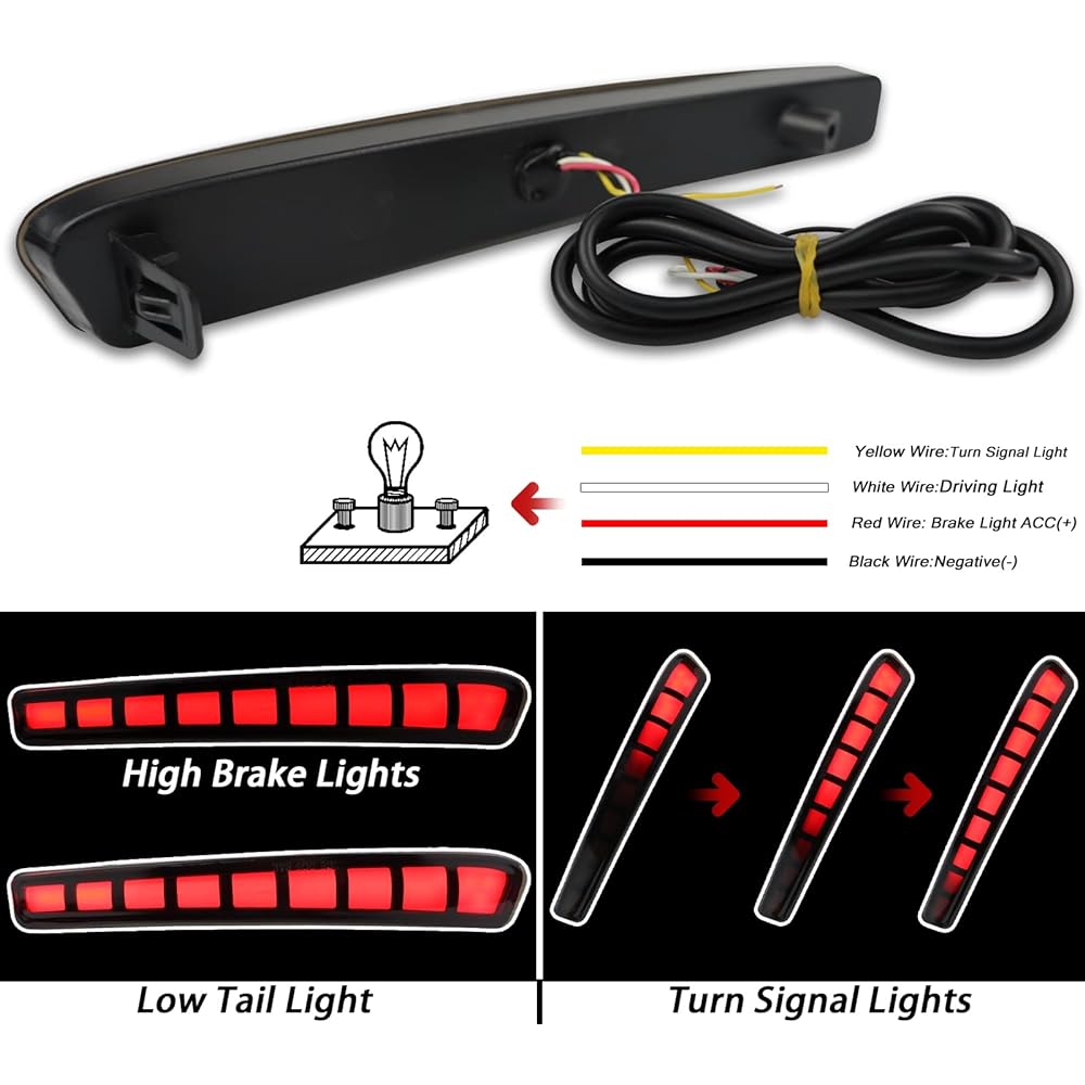 BINQIGOO Full LED Rear Reflector Fog DRL Kit for Toyota Corolla 2021-2023 L LE XLE Functions as Dynamic Sequential Turn Signal Light Daytime Running Light Kit (Rear Reflector Smoke)