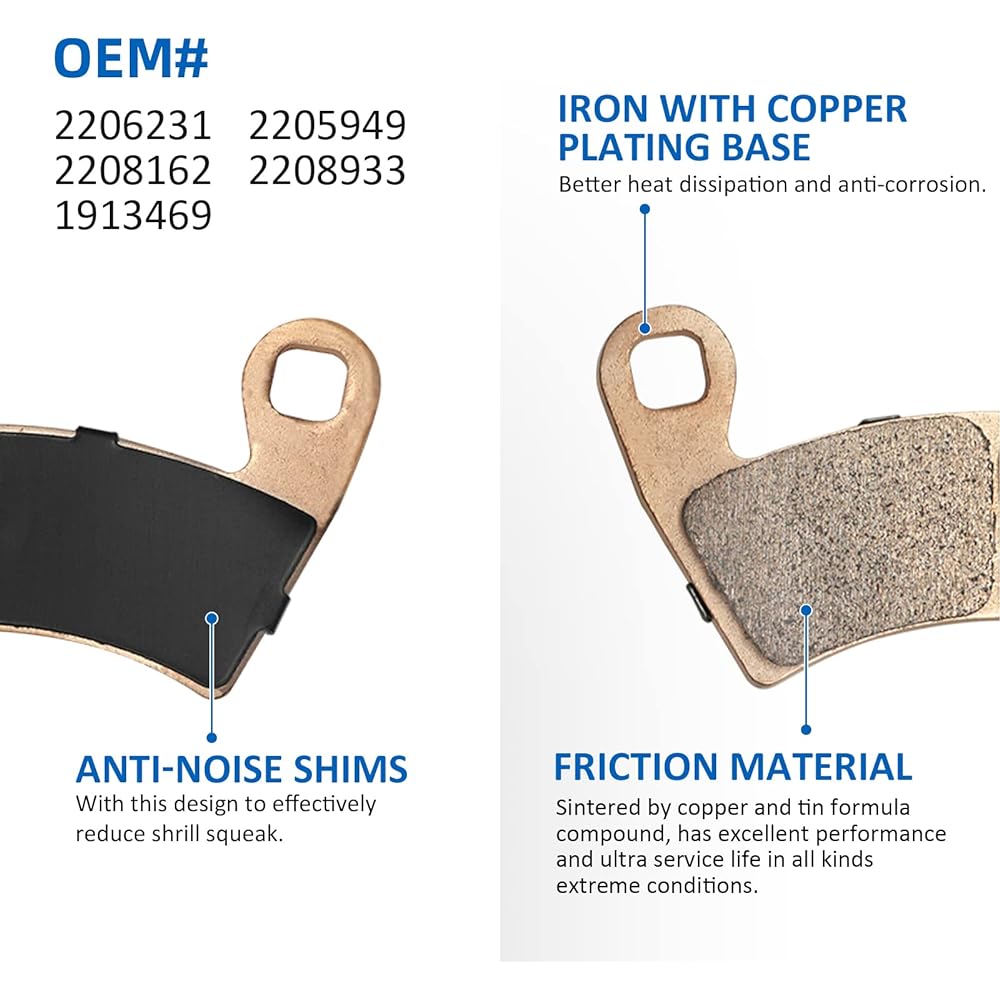 Front & Rear Brake Pads Sintered for Polaris RZR Turbo 2016-2021 RZR PRO XP 2020-2022 OEM# 2206231 2208162 1913469 2205949 2208933