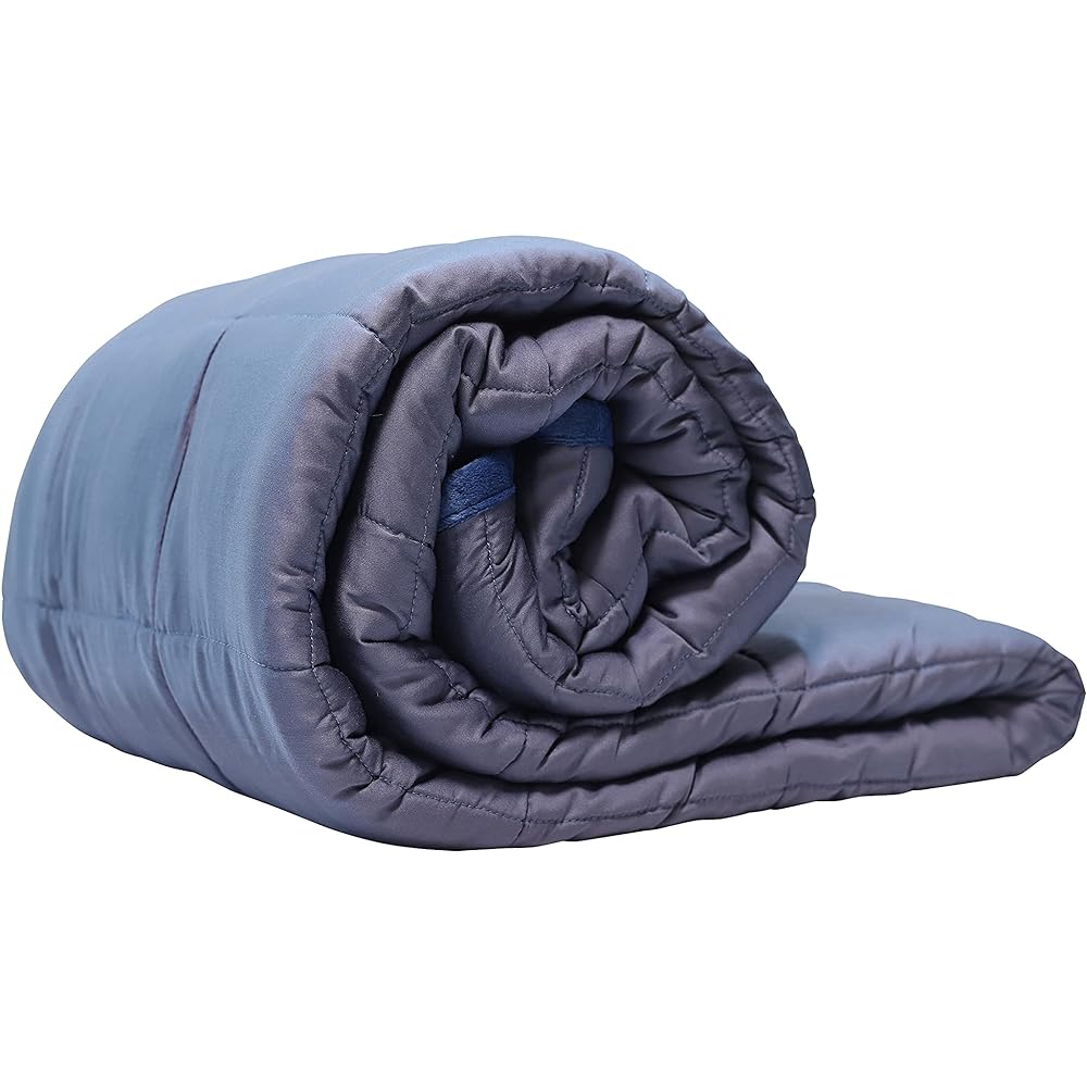 Hagrabi Weighted Blanket, Weighted Blanket, Heavy Futon [Can be used all year round and can be washed] Reversible, warm in autumn and winter, microfiber material, cool in spring and summer, rayon material, approximately 6.8 kg, navy, S size, 122 cm x 198