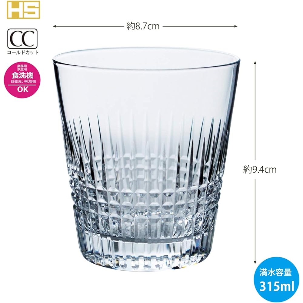 Toyo Sasaki Glass Rocks Glass Cut Glass 315ml 3 Pieces Durable Tempered Glass Shochu Glass Whiskey Glass Cup Stylish Made in Japan Unbreakable Dishwasher Safe Cup T-20113HS-C703