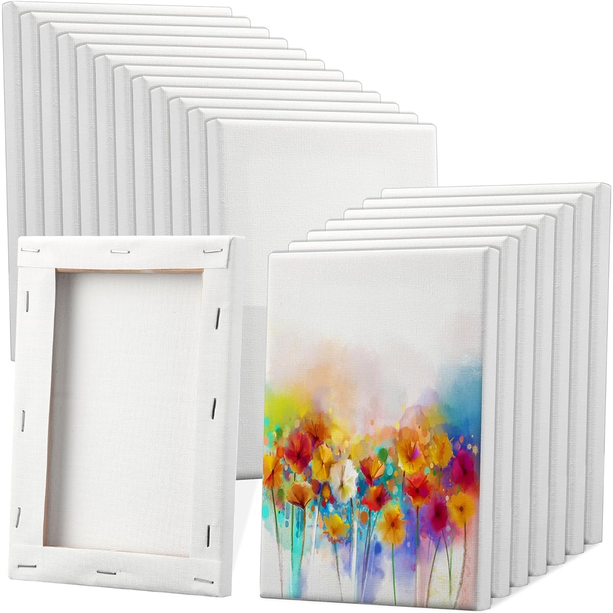 Maitys Mini Canvas Panels 100 Pieces Small Stretched Canvas Blank Canvas Boards for Painting Square Canvas Teenager Art Kids Crafts Oil Acrylic (5x7 inch)