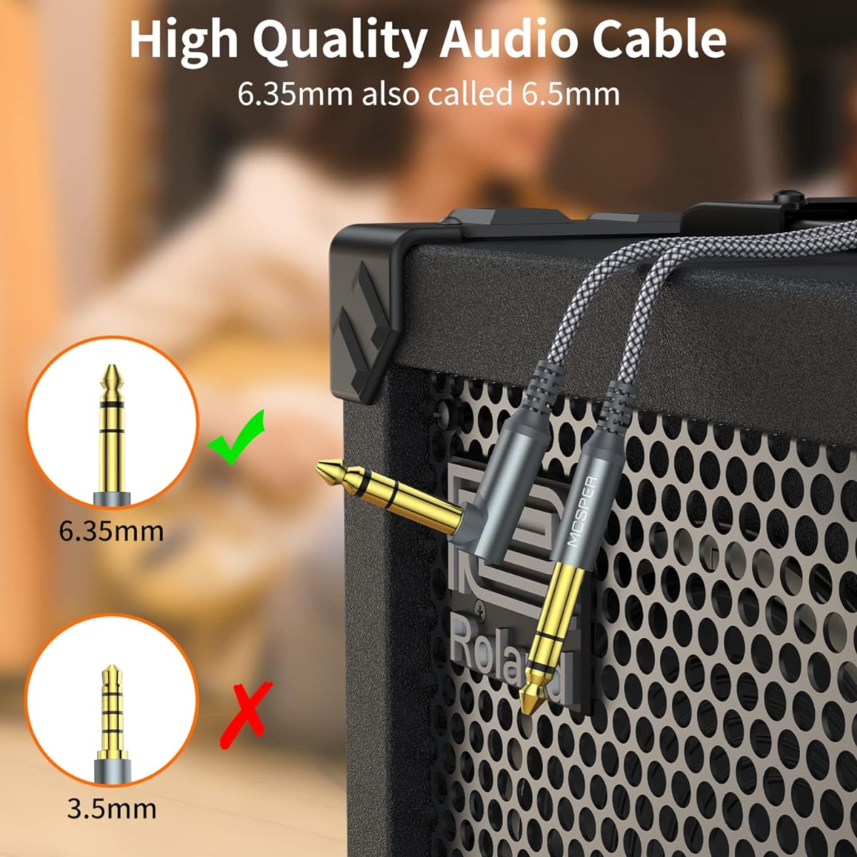 1/4" TRS Instrument Cable 10ft 2 Pack 90 Degree Right Angle to Straight 6.35mm Male Jack Stereo Audio Cord Balanced Interconnect Line for Electric Guitar Bass Keyboard Mixer Amplifier Speaker