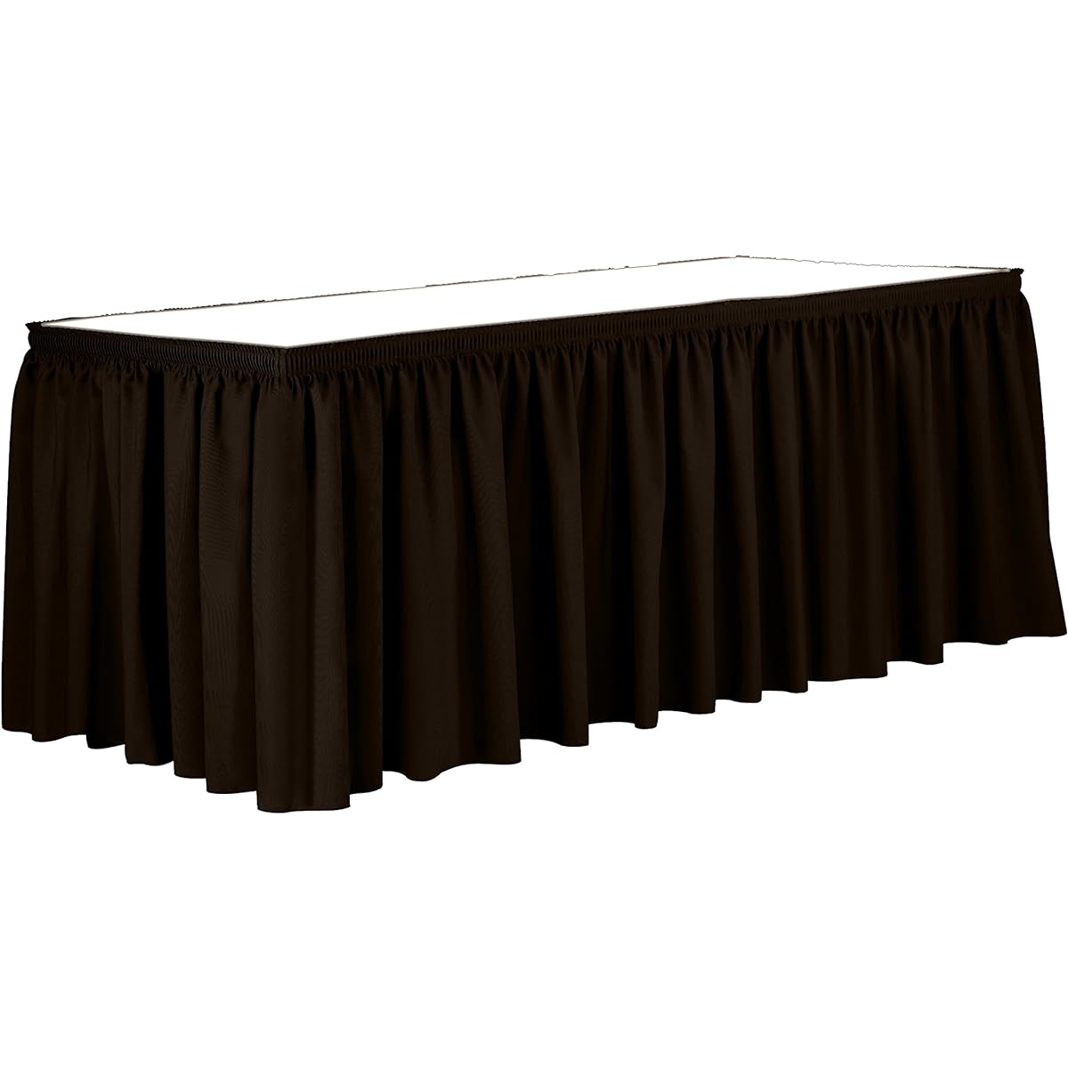 Ultimate Textile Shirred Pleated Polyester Table Skirt – 42" Bar Height, 7 Foot - 42"H Brown POLY-7FT-42-165
