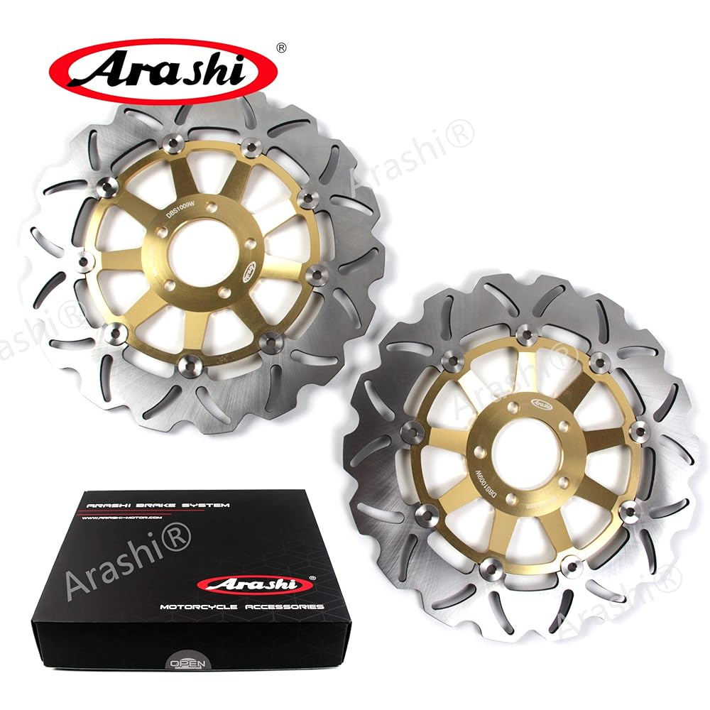 Arashi Front and Rear Brake Disc Rotor Compatible with Kawasaki ZRX1100 1999-2000 / ZRX1200 ZRX1200R ZRX1200S 2001-2006 Motorcycle Replacement Accessories Gold ZRX 1200 R S 2002 2003 2004 2005