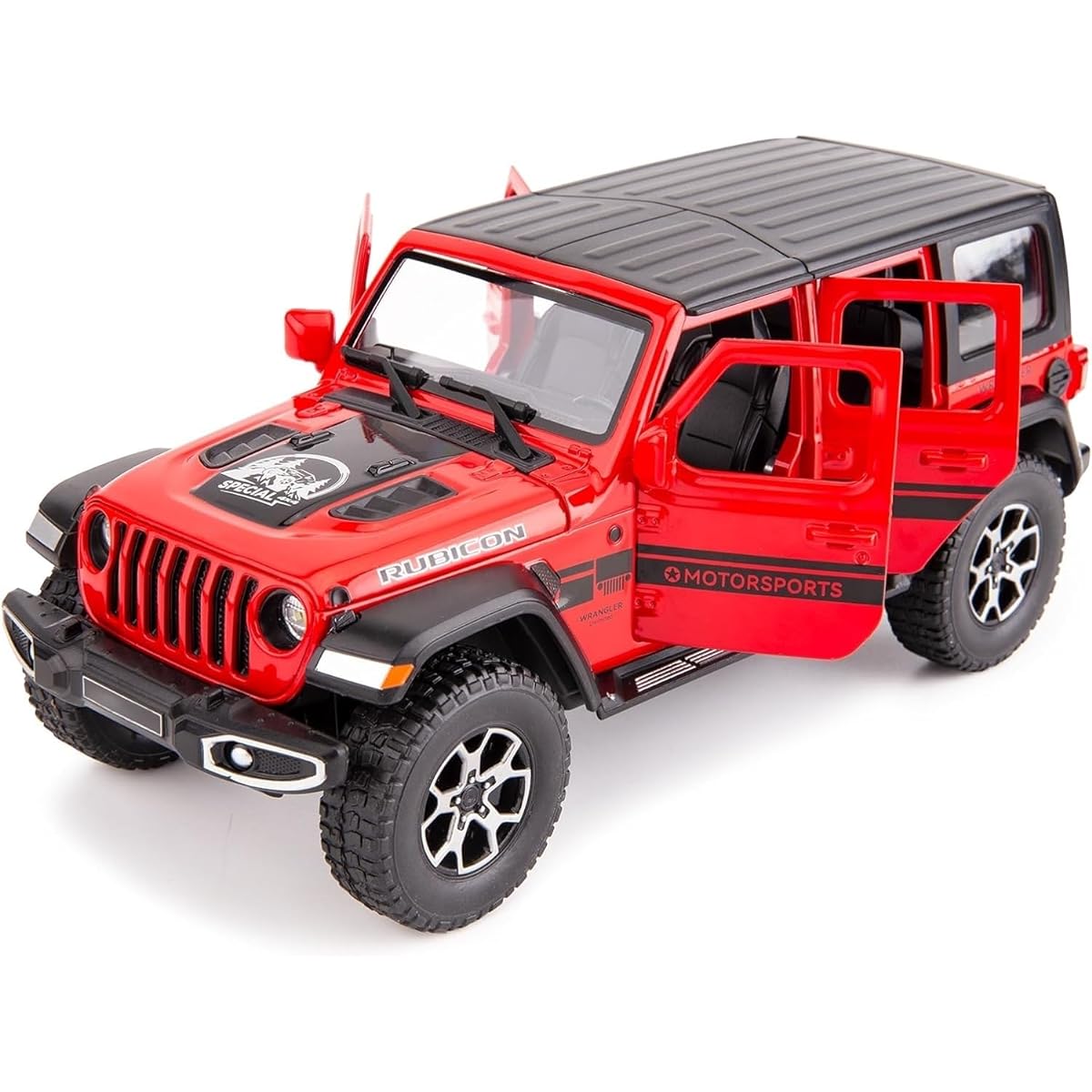 BDTCTK Off-Road 7 Door Wrangler Diecast Toy Car Model 1/22 Scale Metal Alloy Vehicle for Kids Boys Girls Adults with Opening Doors, Lights and Sounds Gift Red