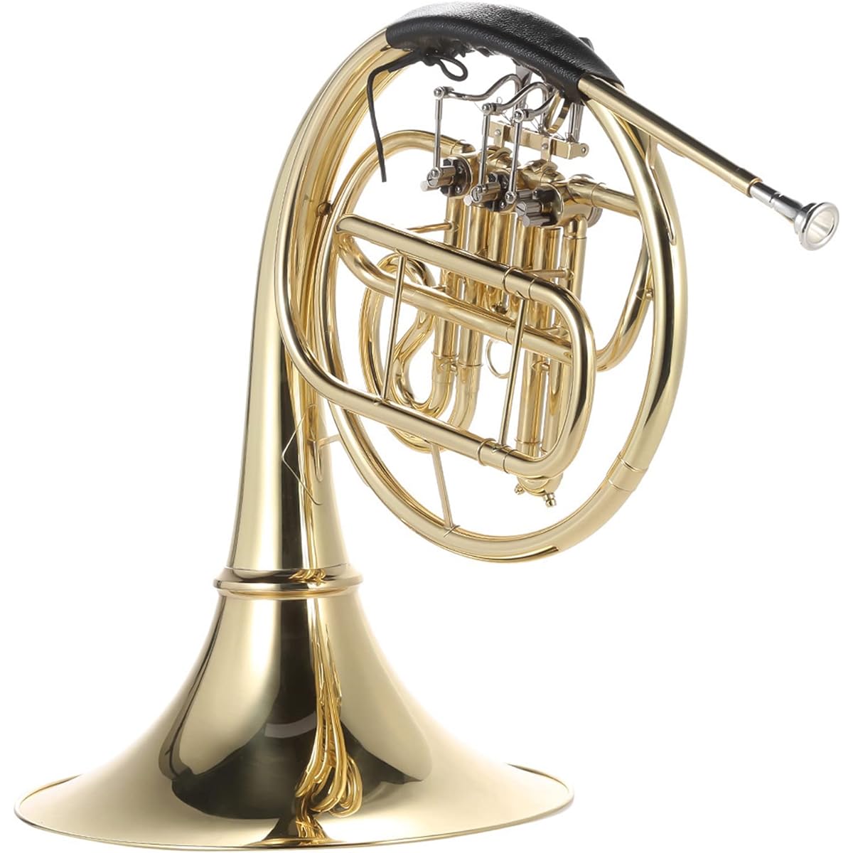 SHUBIAO Bb Single French Horn 3 Keys Brass Gold Lacquer Single Row Split French Horn Wind Instrument with Cupronickel Mouthpiece Carrying Case