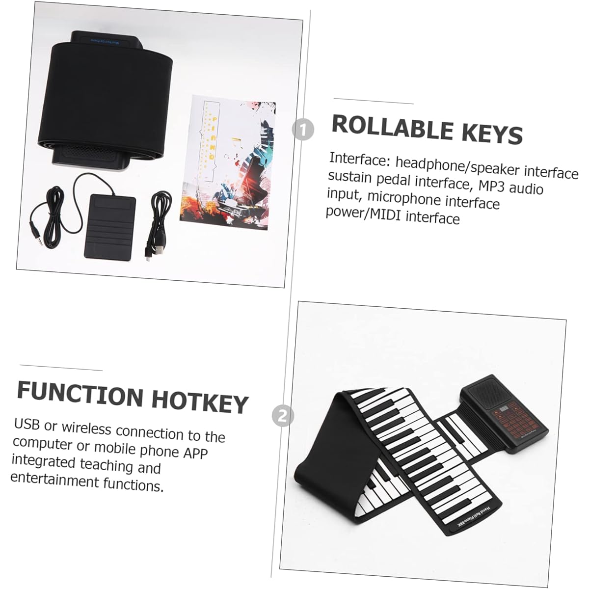 VINTORKY 88 Roll Piano Keyboard Piano Keyboard Piano Musical Portable Piano Silicon Keyboard Piano Silica Gel Piano