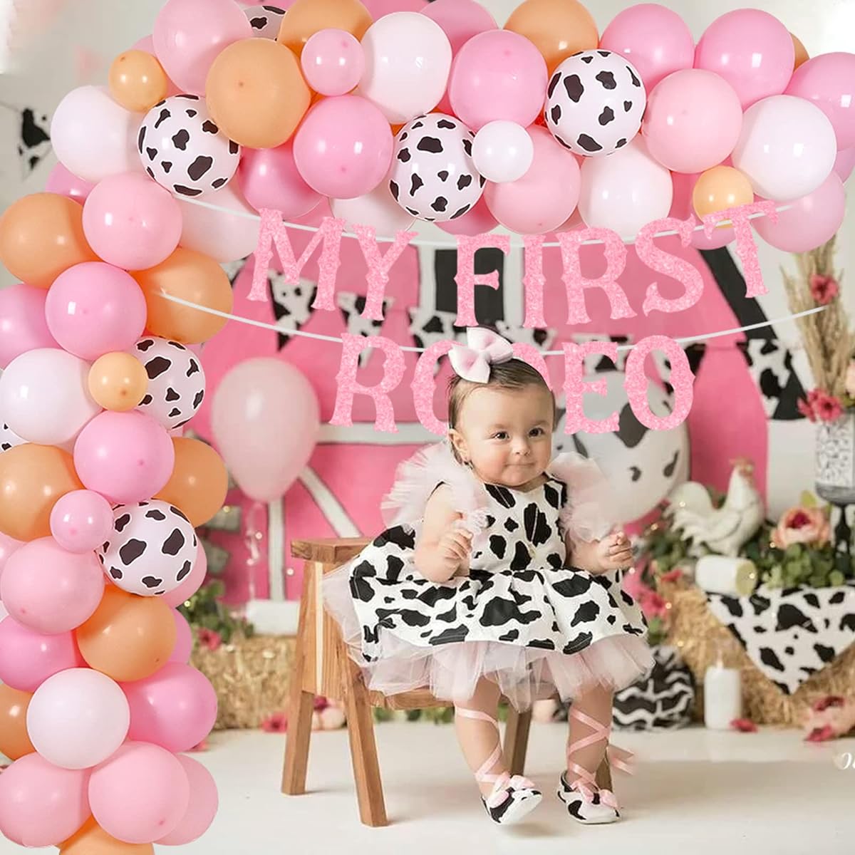 First Rodeo Birthday Party Decorations Girls Pink My First Rodeo Party Decorations Western Cowgirl Birthday Balloon Garland Kit Photo Banner 1st Birthday Party Decorations for Girls