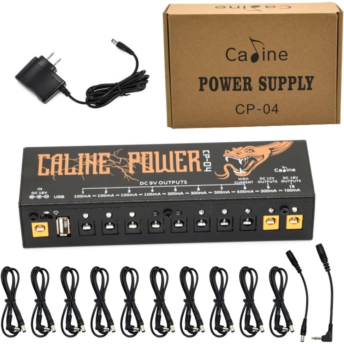 Caline CP-04 Guitar Pedal Power Supply DC10 Output for 9V/12V/18V Effect Pedal