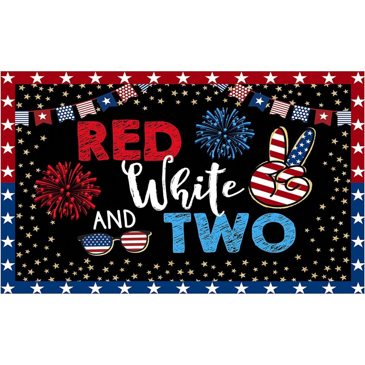 Allenjoy 4th of July 2nd Birthday Party Backdrop Red White and Two Background Patriotic Independence Day Birthday Decorations Supplies Banner Cake Table Photo Booth Props
