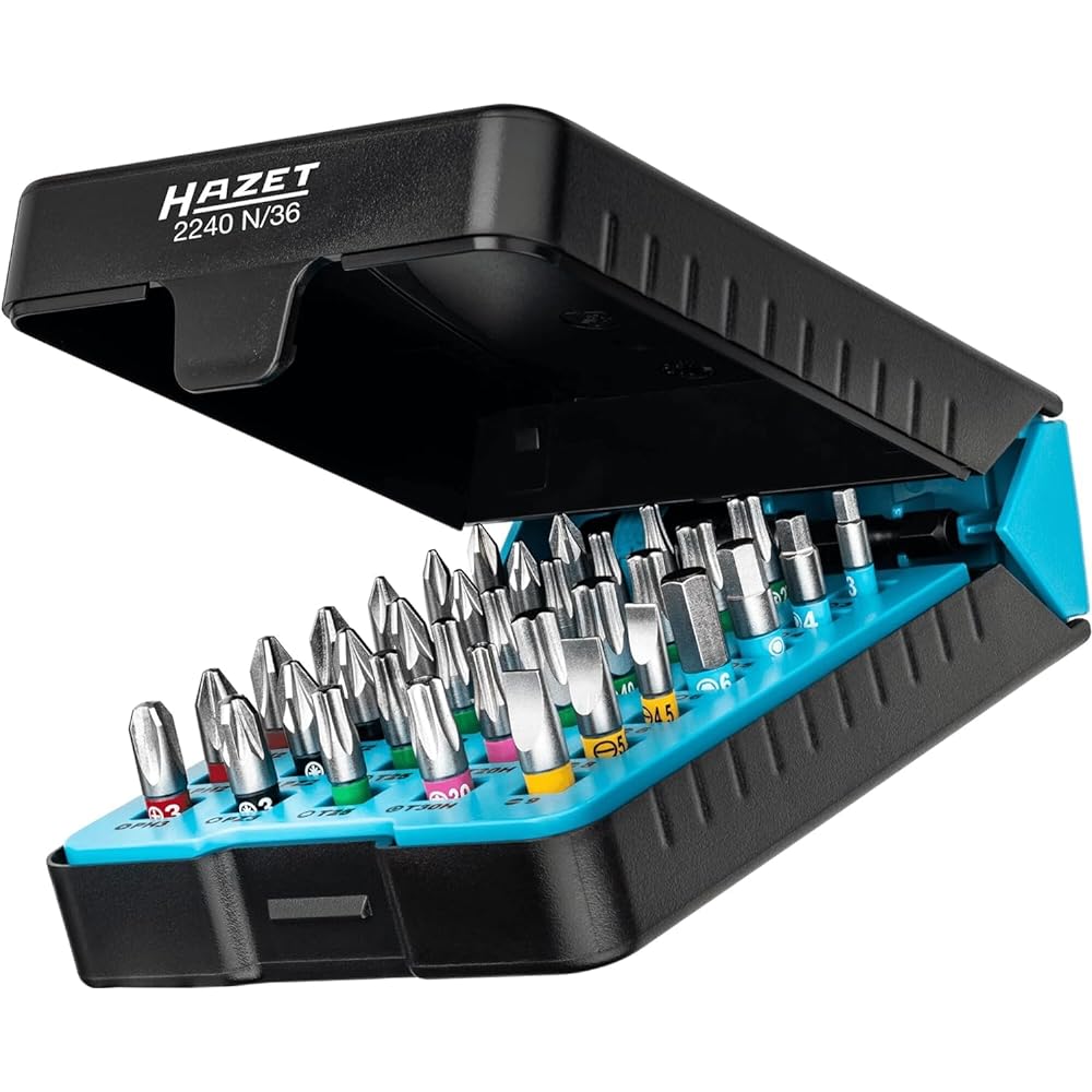 HAZET Pro Bit Set 36 Piece Tool Bit Set Output: Pozidrive Profile PZ Hexagon 6.3 (1/4 inch) Practical Bit Box [Regular Japanese Import Product] 2240N/36