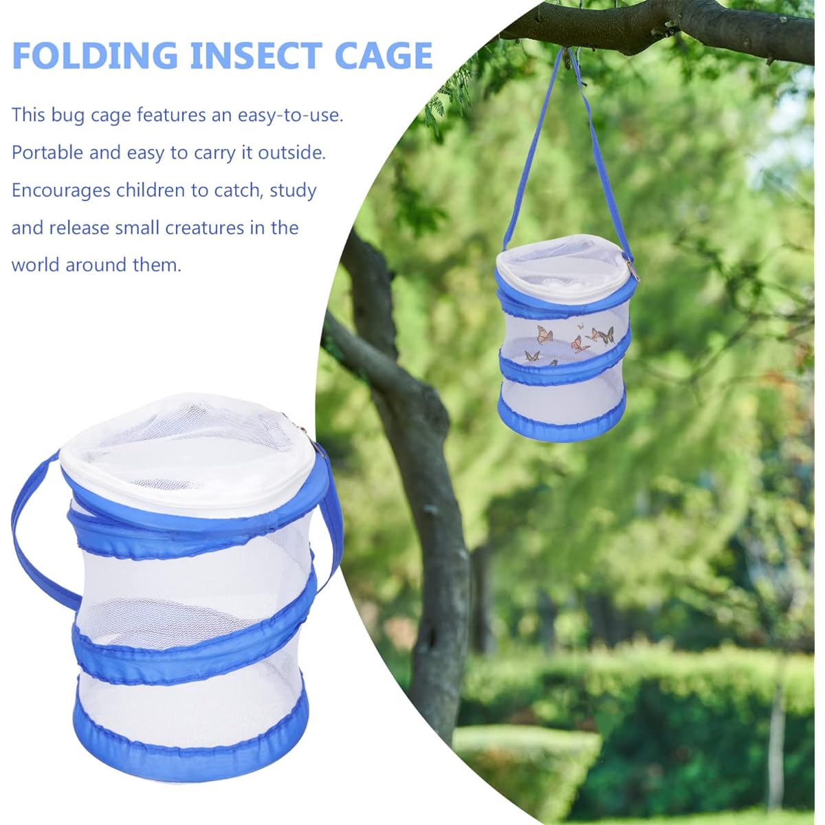 Vaguelly Butterflies Mini & Habitat Cage Portable Net Observation Cage for Kids Outdoor Toy