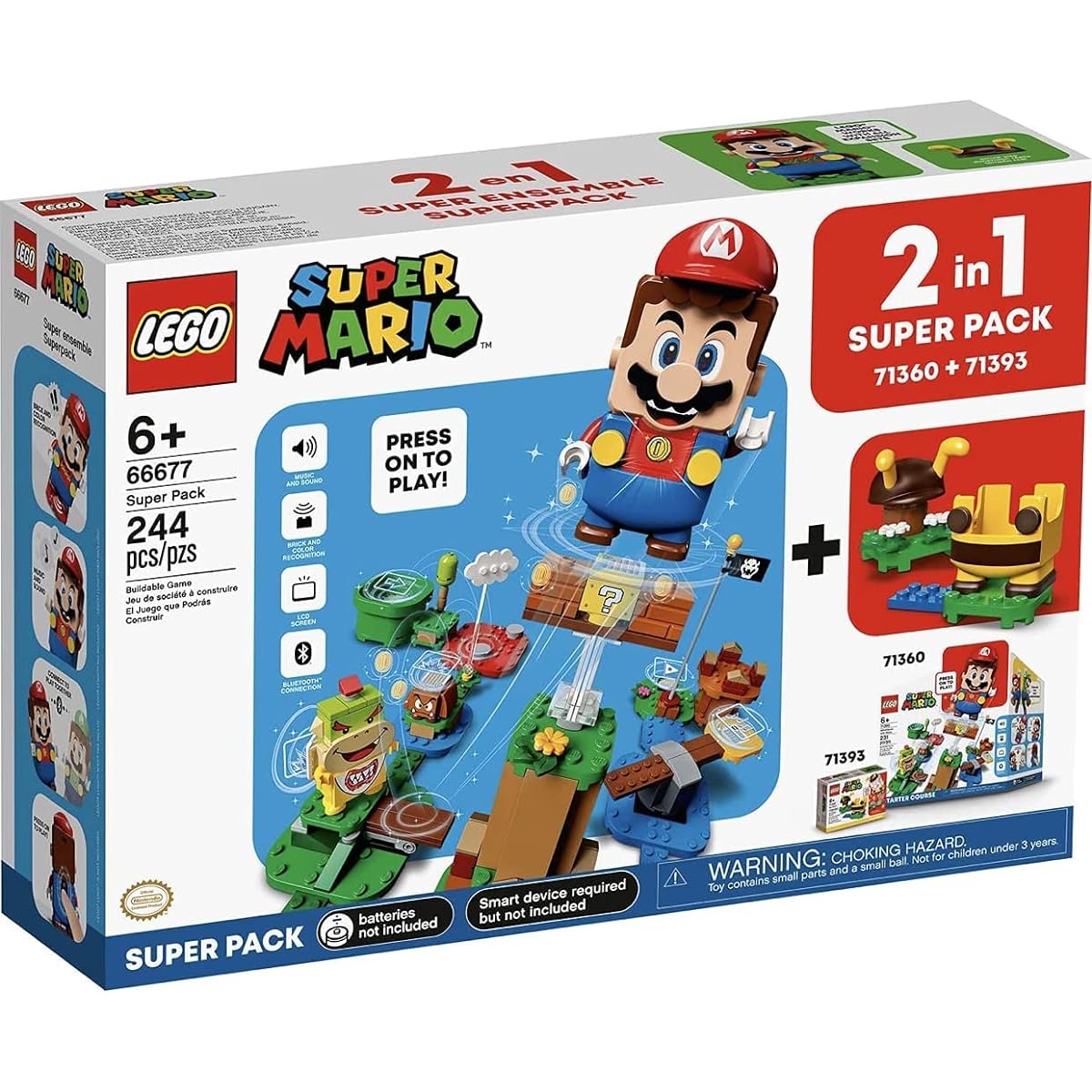 LEGO 66677 Super Mario 2-in-1 Super Pack Building Kit (Includes Mario and 71393 Bee Mario) Collectible Toy for Creative Kids Ages 6+