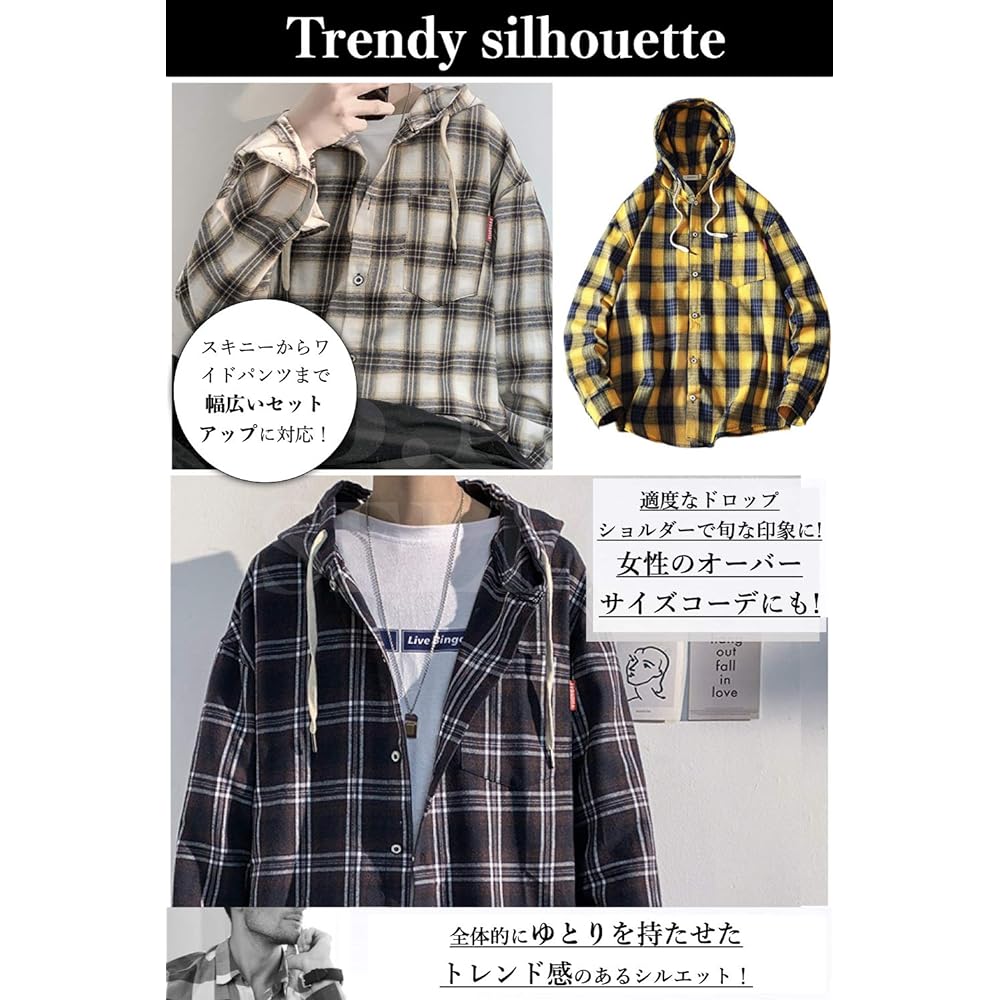 [BN1 Select] Parka Men's Shirt Check Large Size Long Sleeve 5 Sizes 3 Colors