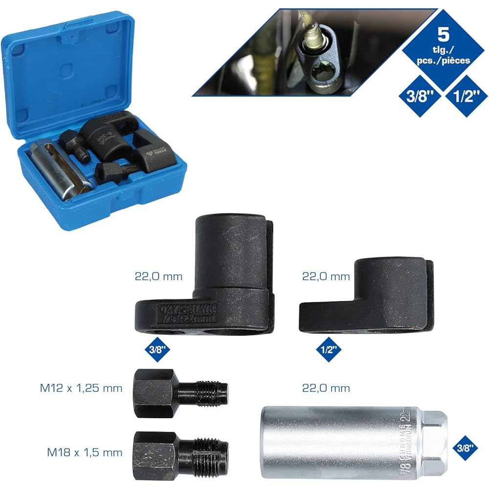 KS Tools Oxygen Sensor Socket & Thread Chaser Set 5 Pieces BT601000