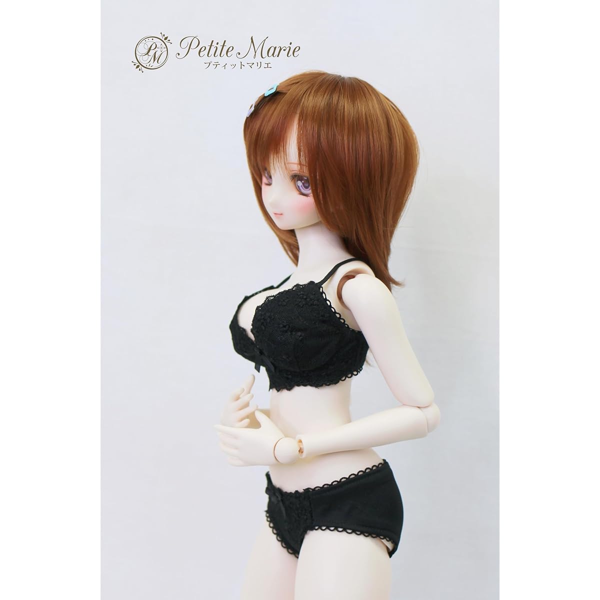 [Petite Marie] 1/3 DDdy compatible lingerie set, underwear, bra and shorts set, black, smooth material, floral embroidery, floral lace, 60cm doll, BJD doll clothes [Petite Marie] [No.0196]