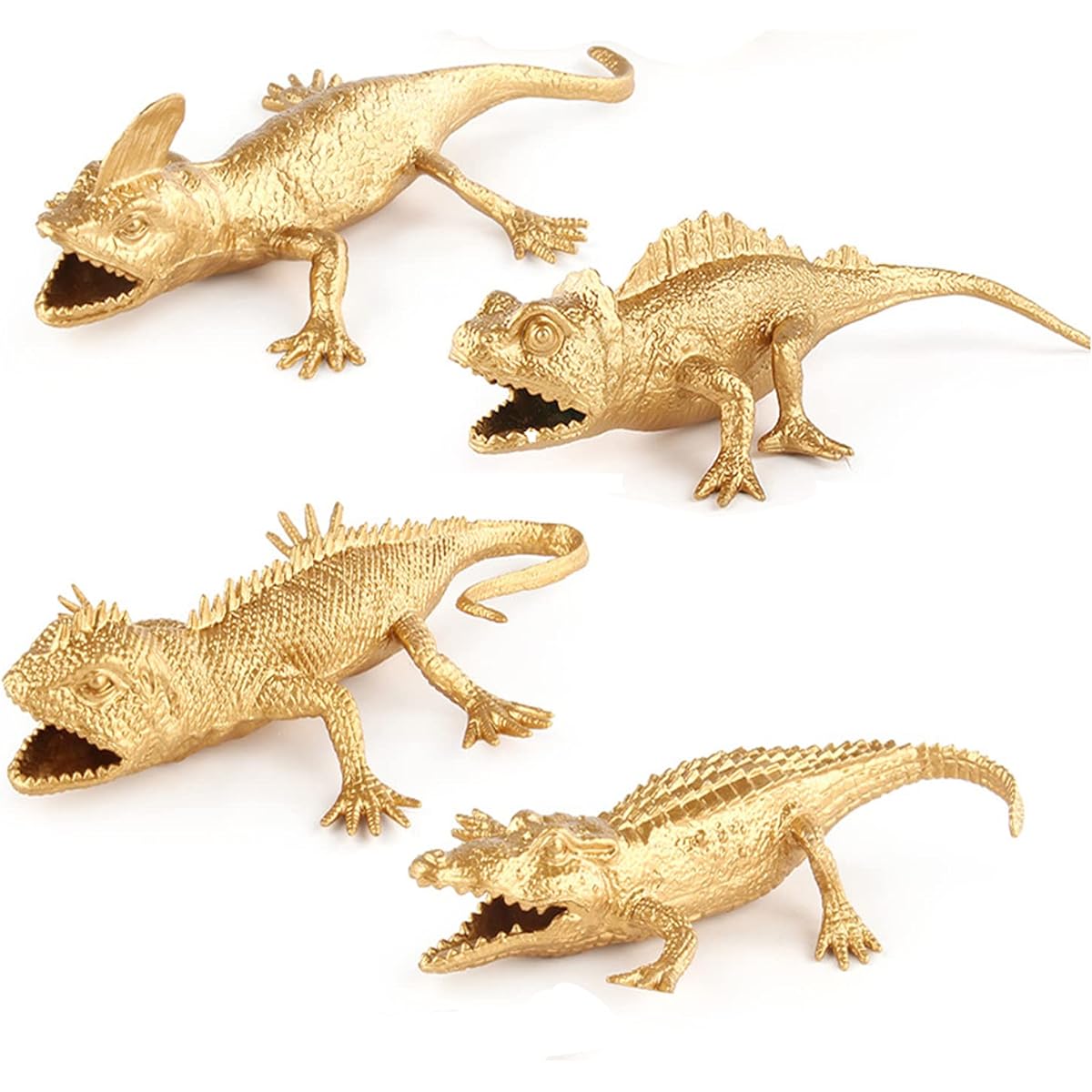 Safari Animal Figures Set of 4 Golden Lizard Crocodile Figure Toys for Kids