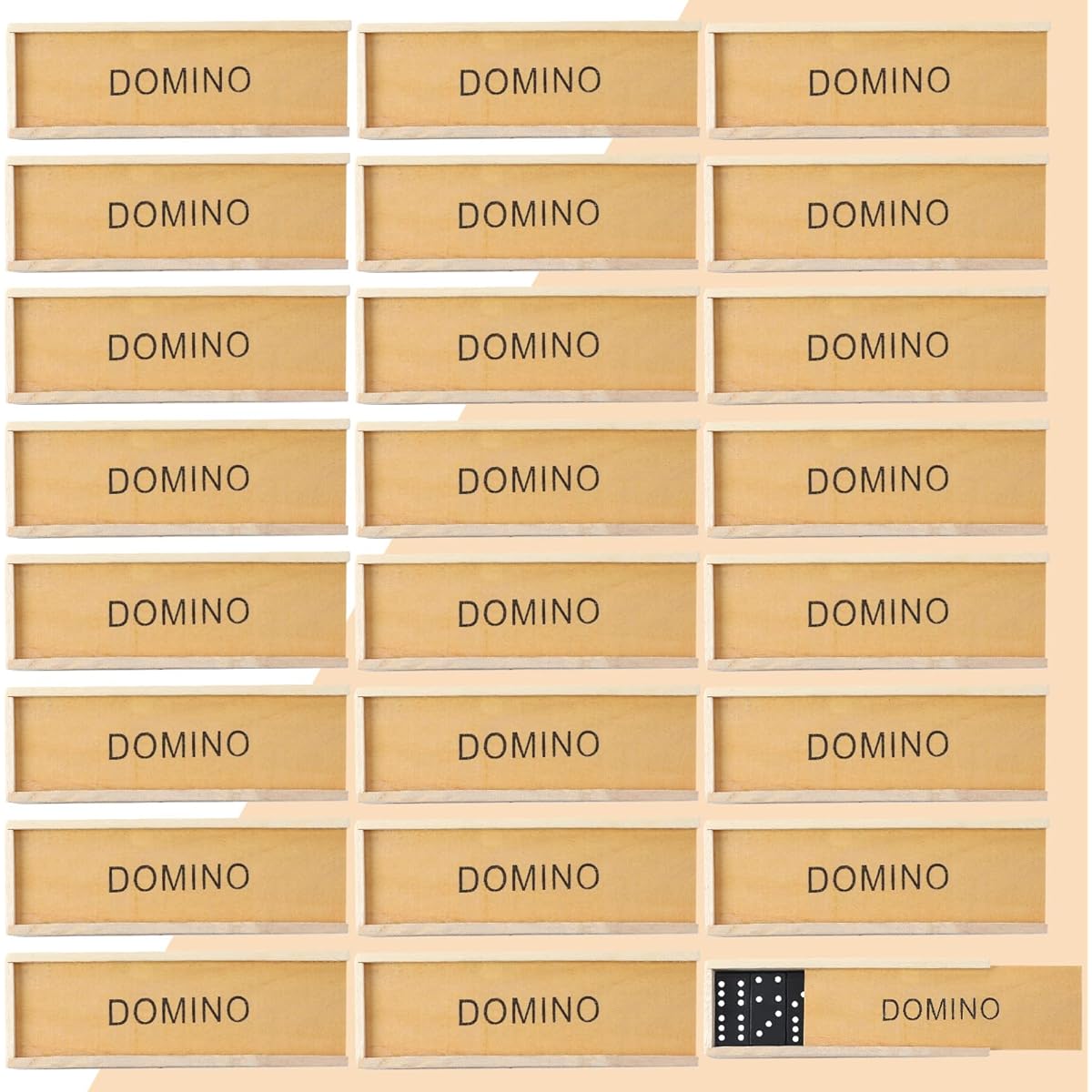 Hungdao Mini Wooden Dominoes Set, 24 Pack, Miniature Classic Board Game, Wooden Travel Box, Educational Toys for Teens and Adults