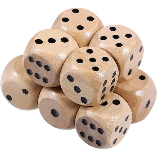 Toddmomy Wooden Dice 6 Sided Dice 10 Pieces Wooden Dice 16mm Dice with Numbers 1-6 Wooden Dice Set for Table Games Party Favors