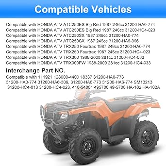 WATERWICH Starter Compatible with Honda 300 fourtrax Trx300 Trx300fw Trx300ex 250es 1987-2000 31200-HC4-023 31200-HC4-033 SM13213 128000-4400