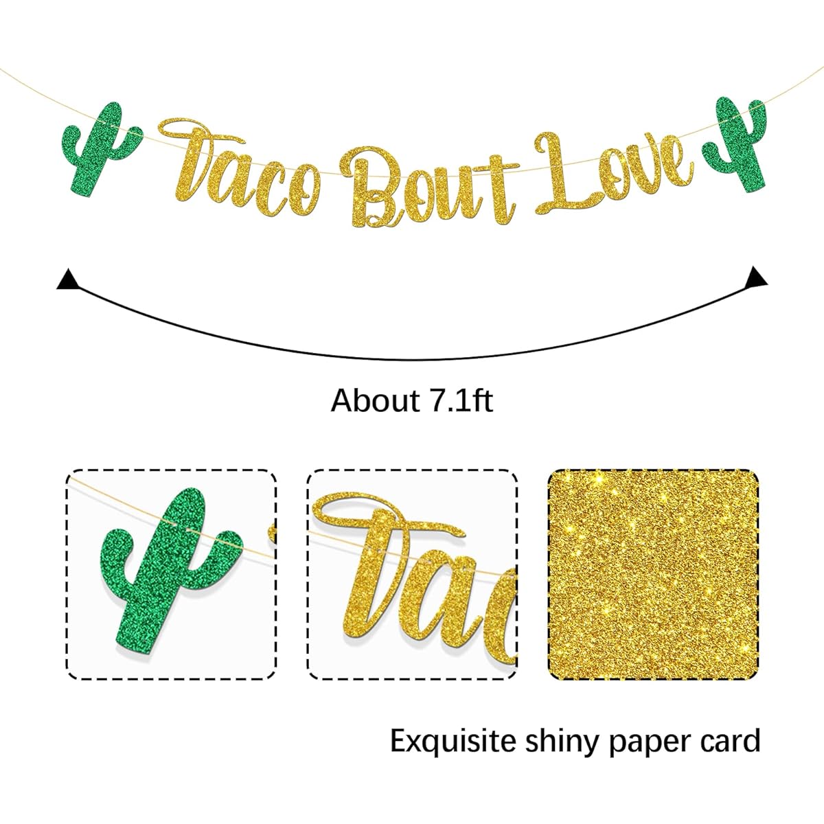 MonMon & Craft Taco Bat Love Banner/Mexican Fiesta Theme Bridal Shower/Engagement Party Decorations/Bachelorette/Wedding Party Decorations Rose Gold Glitter