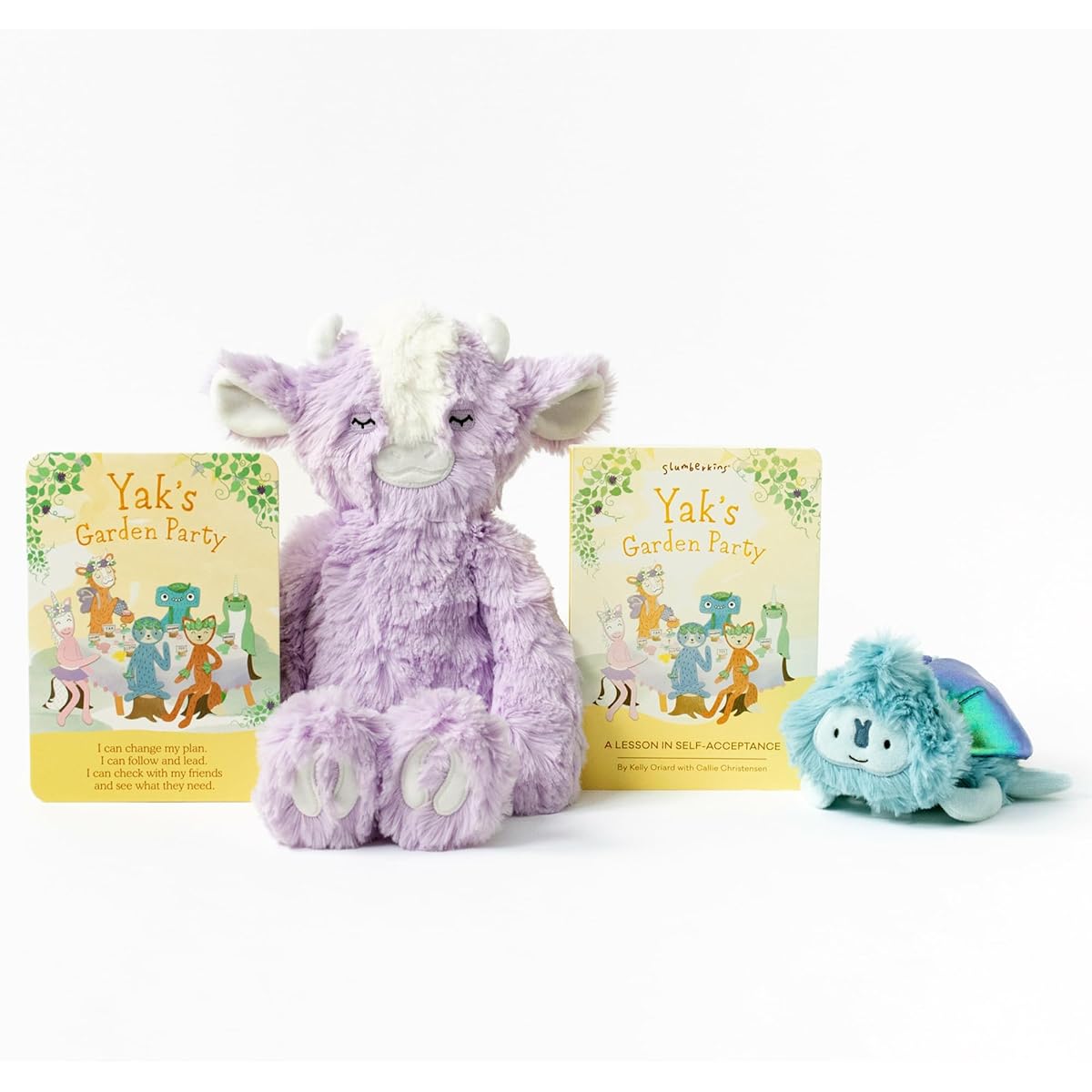 Slumberkins Yak Garden Party Set - Yak Garden Party Book + Violet Yakkin + Beetle Mini Plush - Easter Gift Set SEL Social Emotional Learning Toys for Boys & Girls