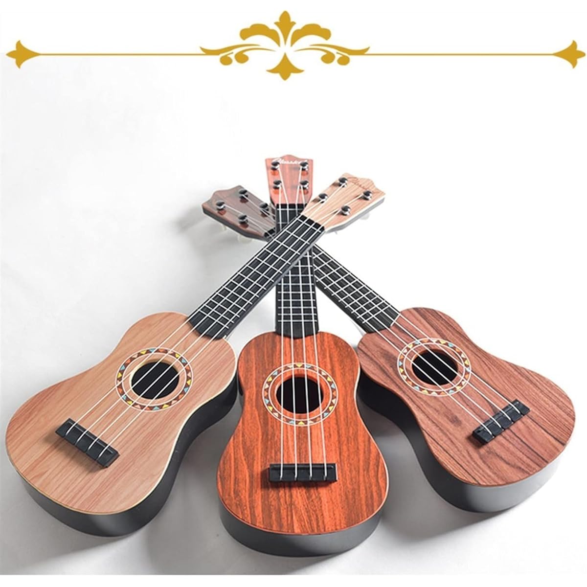 Ukulele Ukulele 21 inch 15 Frets Mahogany Soprano Ukulele Guitar Sapele Rosewood 4 Strings Guitar Musical Instruments Guitar (Color : Gold) (Light Yellow)