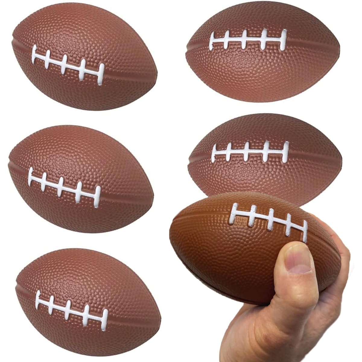 GIFTEXPRESS 6 Pack Foam Football Stress Balls Sports Balls Super Bowl Decorations Party Favors Football Themed Party Supplies Giveaways